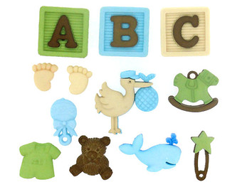 340x270 Baby Boy Stickers, Blue Green Baby Shower Decor, Boy's First