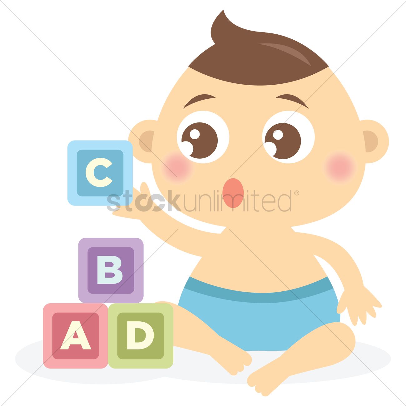 1300x1300 Free Baby Boy Playing Alphabet Blocks Vector Image