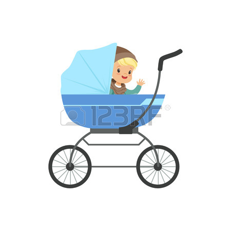 450x450 Cute Little Boys Sitting In A Blue Baby Carriage For Twins, Safety