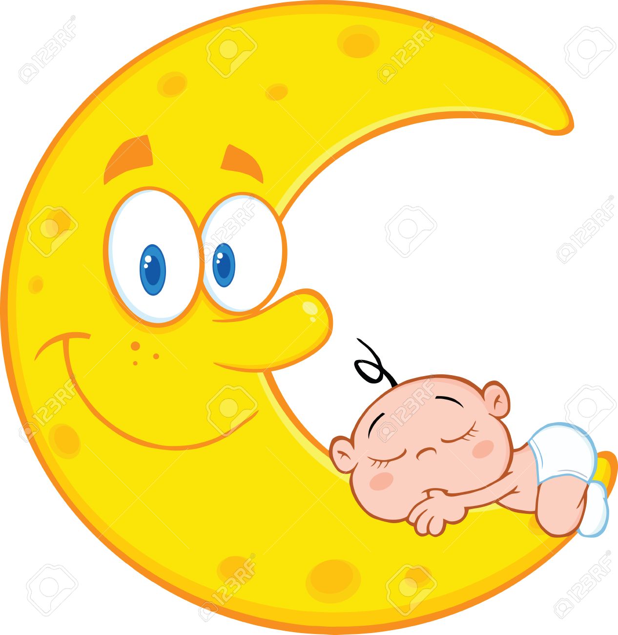 1266x1300 Cute Baby Boy Sleeps On The Smiling Moon Cartoon Characters