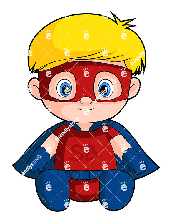 585x755 Cute Baby Boy Superhero With Cape Cartoon Vector Clipart