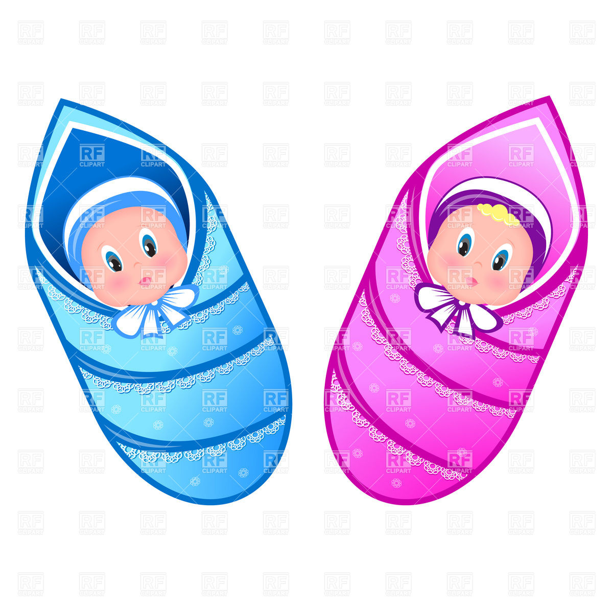 1200x1200 Baby Boy And Girl In Swaddling Clothes Royalty Free Vector Clip