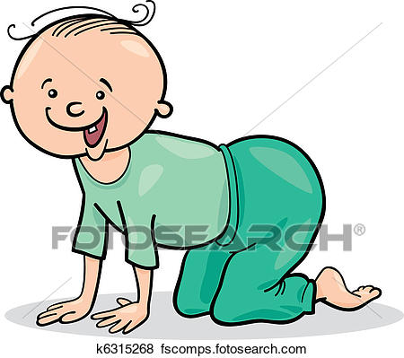 450x399 Clip Art Of Baby Boy Crawling On All Fours K6315268