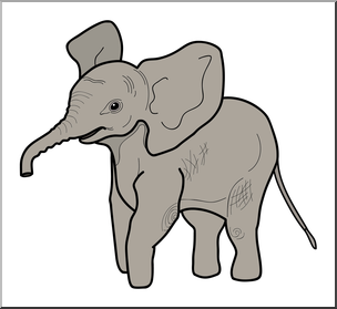 304x279 Clip Art Baby Animals Elephant Calf Color 1 I