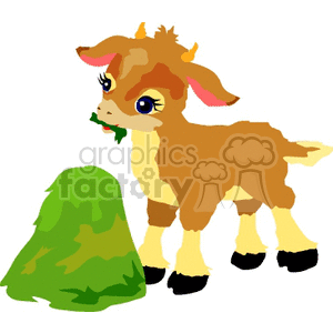 300x300 Royalty Free Baby Calf Eating Some Grass 132199 Vector Clip Art