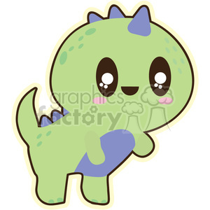 300x300 Royalty Free Green Baby Dinosaur Cartoon Character Illustration