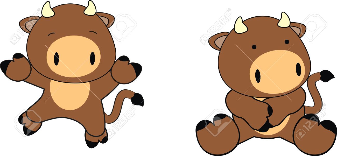 1300x602 Bull Baby Cartoon In Vector Format Royalty Free Cliparts, Vectors