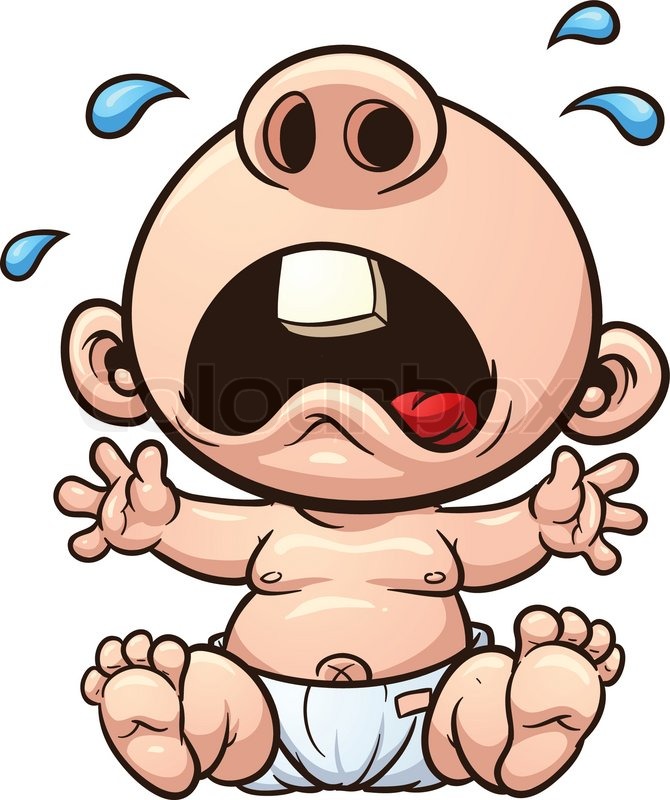 670x800 Cartoon Baby Crying. Vector Clip Art Illustration With Simple