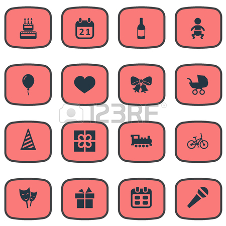 450x450 Vector Illustration Set Of Simple Celebration Icons. Elements