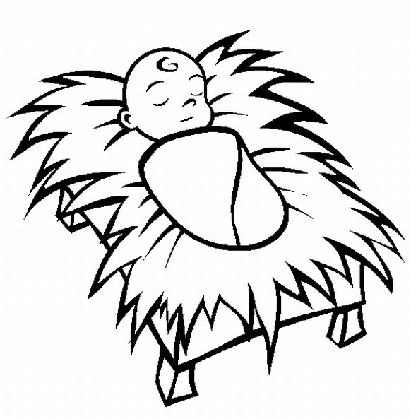 582x593 Baby Jesus Clipart Black And White