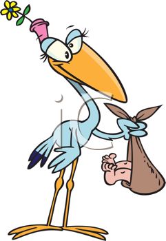 241x350 Royalty Free Clipart Image Lady Stork Holding A New Baby