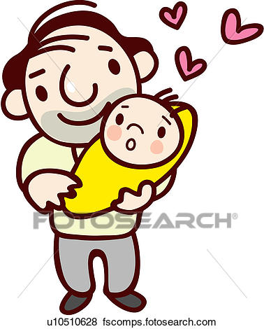 378x470 Clip Art Of Father, Baby, Dad, Human U10510628