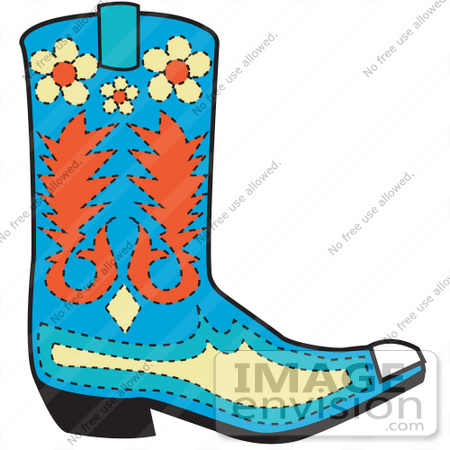 450x450 Royalty Free Cartoon Clip Art Of A Blue Cowboy Boot With Orange