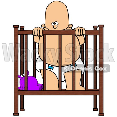400x400 Free (Rf) Clipart Illustration Of A Baby In A Diaper, Standing Up