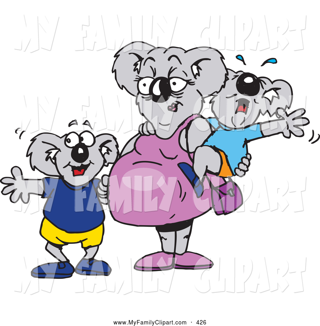 1024x1044 Clip Art Of A Pregnant Koala Mom With A Crying Baby And Happy