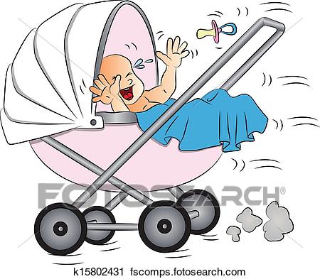 450x393 Clipart Of Vector Of Baby Crying In Pram. K15802431