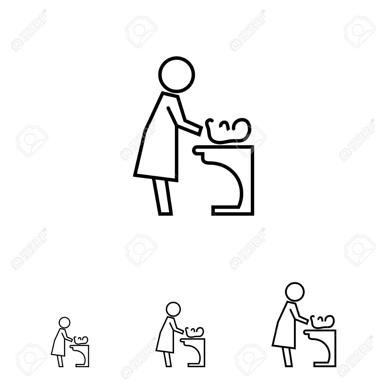 1300x1300 Icon Of Mother Changing Diaper With Baby Lying On Changing Table