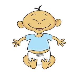 300x300 Colored Clip Art Baby Sitting In Diaper No Shirt Clipart