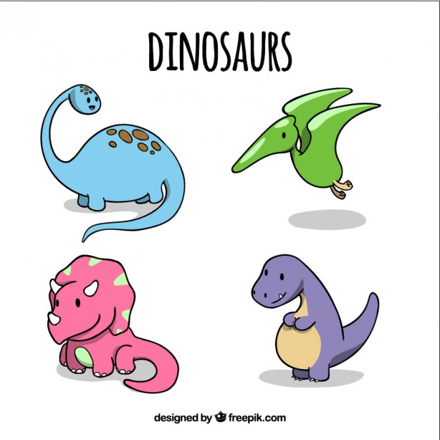 626x626 Hand Drawn Lovely Baby Dinosaurs In Colors Vector Premium Download