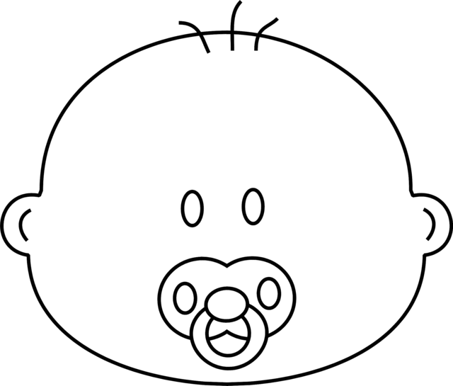 640x545 Black And White Baby Face Clipart