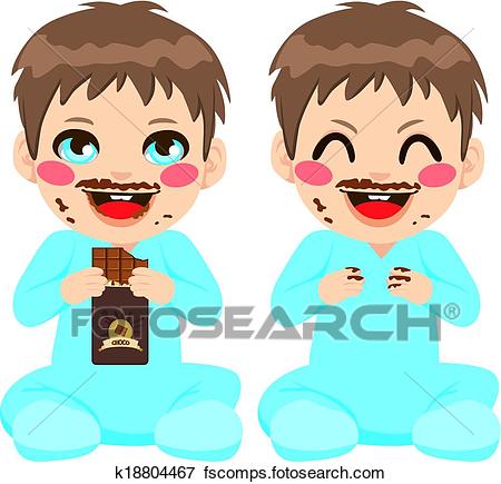 450x435 Clip Art Of Baby Boy Eating Chocolate K18804467