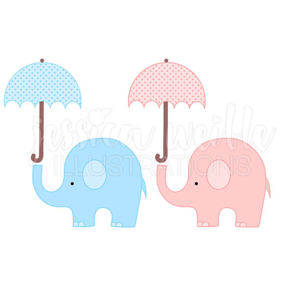 600x600 Baby Elephant With Umbrella Cute Digital Clipart Elephant