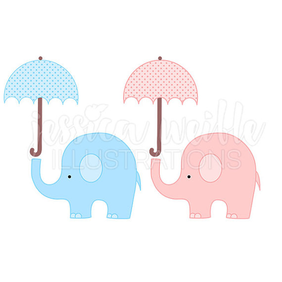 570x570 Baby Elephant With Umbrella Cute Digital By Jwillustrations