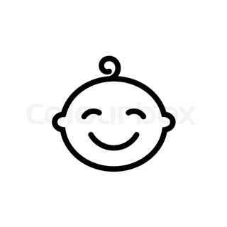 320x320 Cute Baby Girl Face Thin Line Icon. Outline Symbol Little Girl