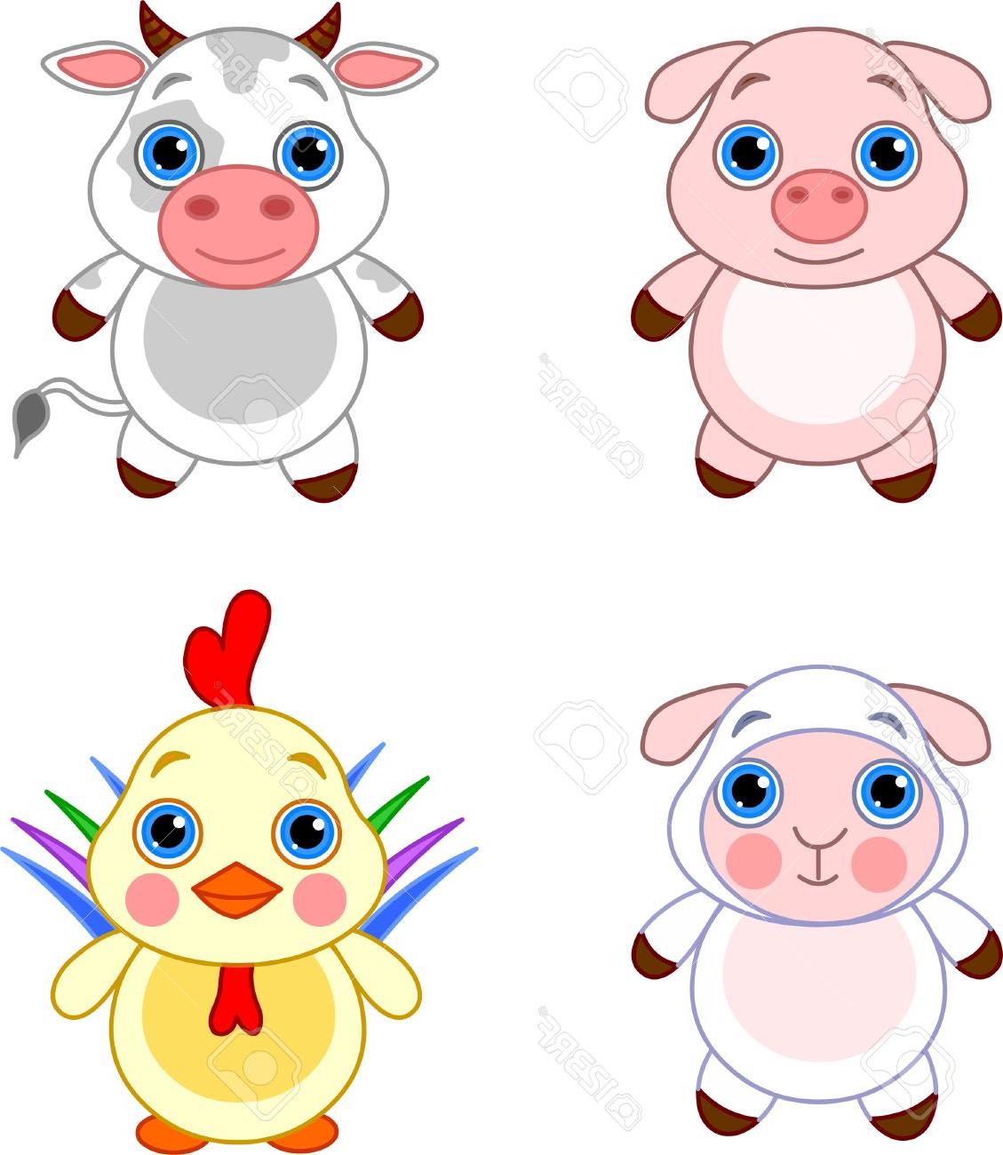 1129x1300 Unique Cute Funny Baby Farm Animals Set Stock Vector Pig Cartoon