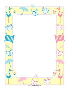 281x364 This Baby Shower Border Features A Yellow Frame Overlaid With Pink