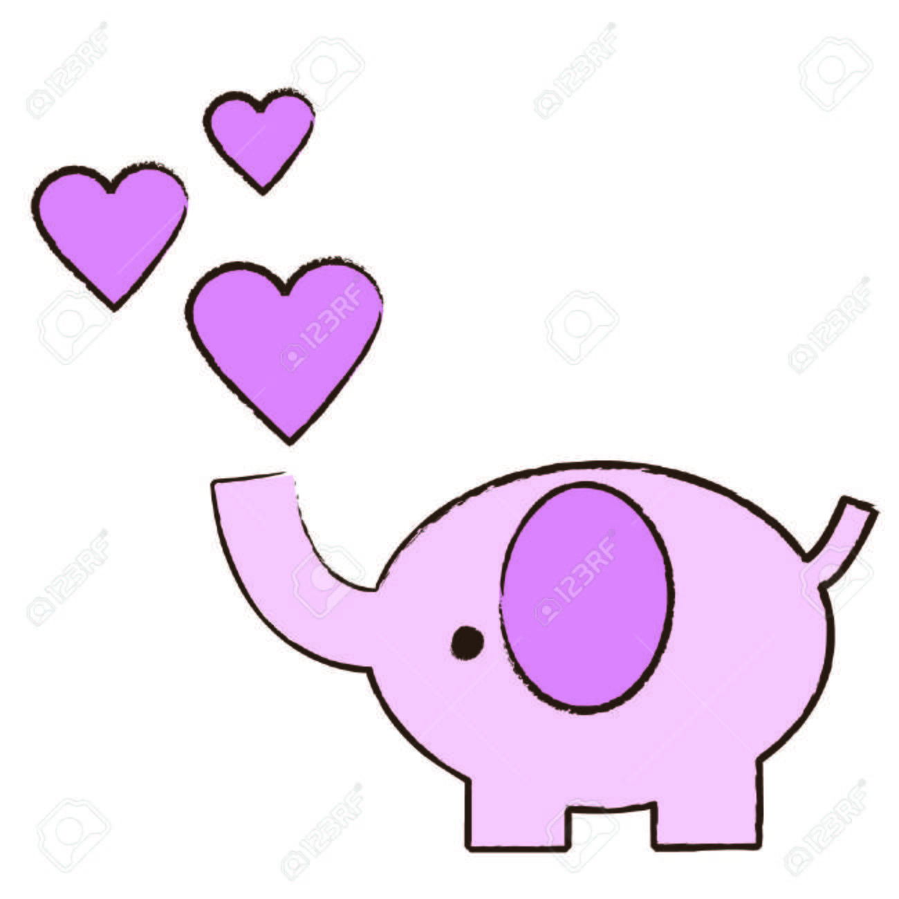 1300x1300 Baby Pink Elephant Blowing Hearts Royalty Free Cliparts, Vectors