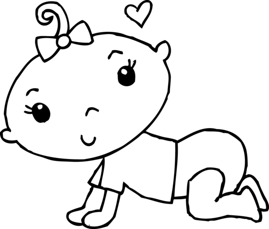 550x468 Cute Baby Girl Coloring Page