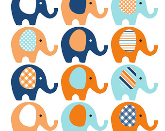 340x270 Pink And Grey Elephant Clip Art Instant Download Baby Girl