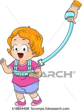 347x470 Clip Art Of Baby Girl Backpack Leash K18854458
