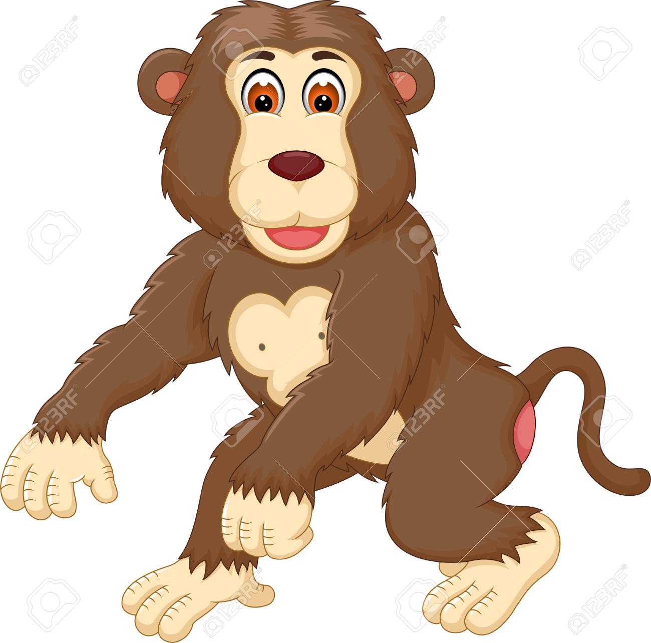 1300x1284 Cute Gorilla Cartoon Walking With Smile Royalty Free Cliparts