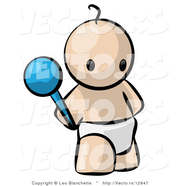 600x620 Vector Of Cartoon Baby Standing With Rattle Toy In Hand By Leo