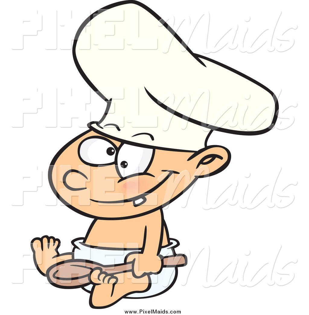 1024x1044 Clipart Of A Cartoon White Baby Boy Chef Wearing A Hat And Holding