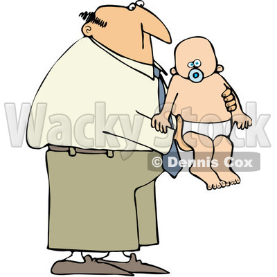 400x400 Free (Rf) Clipart Illustration Of Father Holding Baby In