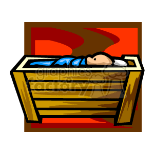 300x300 Royalty Free Baby Jesus Laying In A Manger 142765 Vector Clip Art