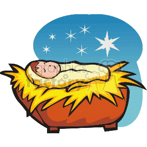 300x300 Royalty Free Starry Night Baby Jesus In A Manger 142908 Vector