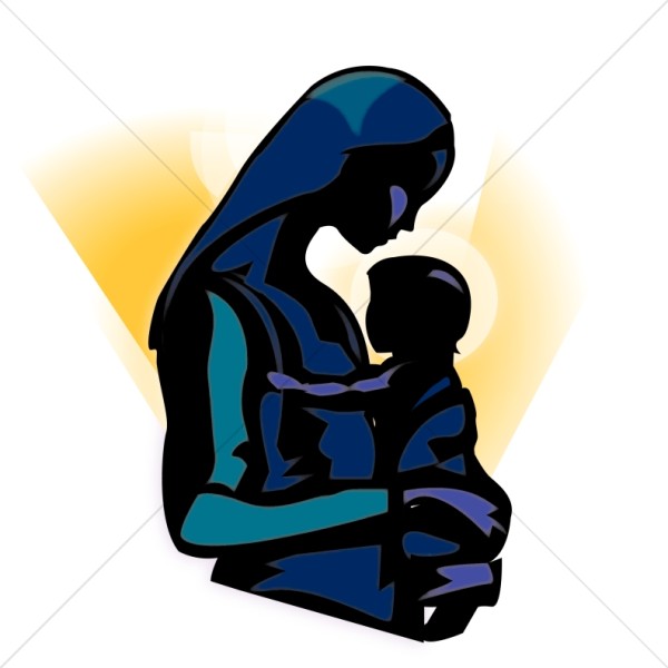 600x600 The Madonna Holding Baby Jesus Clipart Nativity Clipart