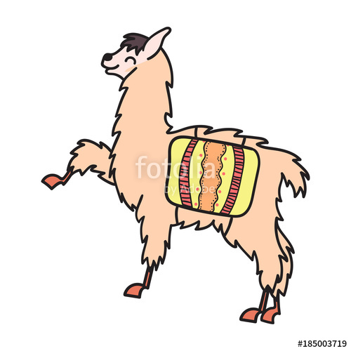 500x500 Isolated Outline Cartoon Baby Llama. Stock Image And Royalty