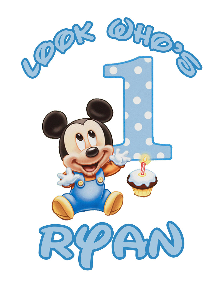 914x1280 Baby Mickey Mouse 1st Birthday Water Bottle Labels