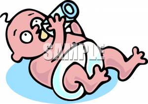 300x210 Art Image A Baby In A Diaper Drinking From A Bottle Of Milk