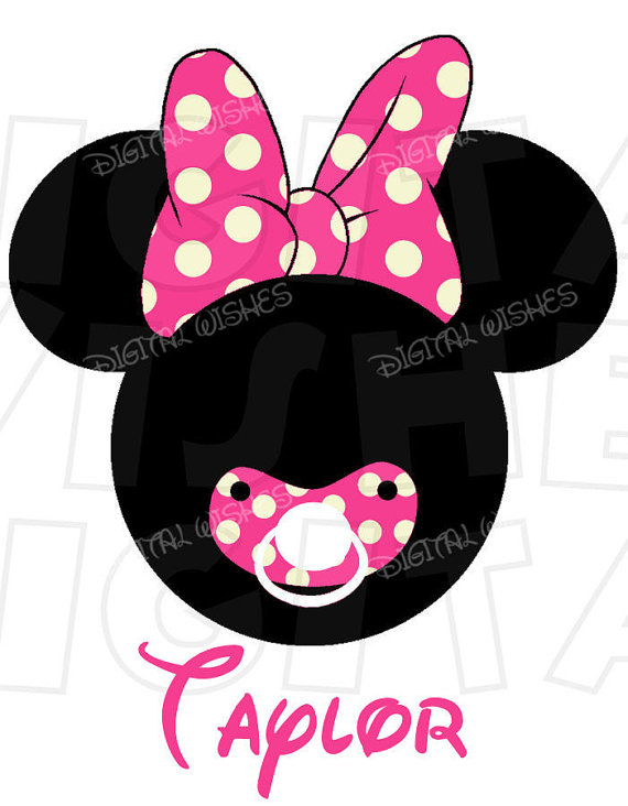 570x732 Baby Minnie Mouse With Pacifier Red Digital Iron On Transfer