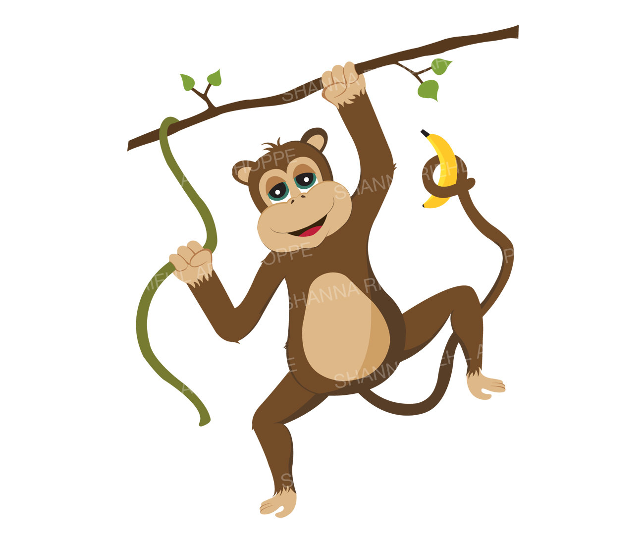1300x1100 Monkey Clipart Safari Animals Printable Art Commercial Use