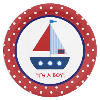 324x324 Nautical Baby Shower Plates Zazzle