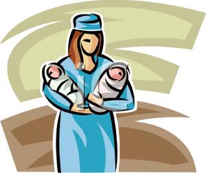 300x252 Free Clipart Image A Nurse Holding Two Newborn Babies