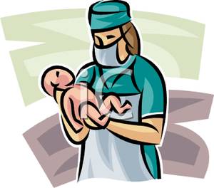 300x264 Nurse Holding A Newborn Baby Clipart Picture