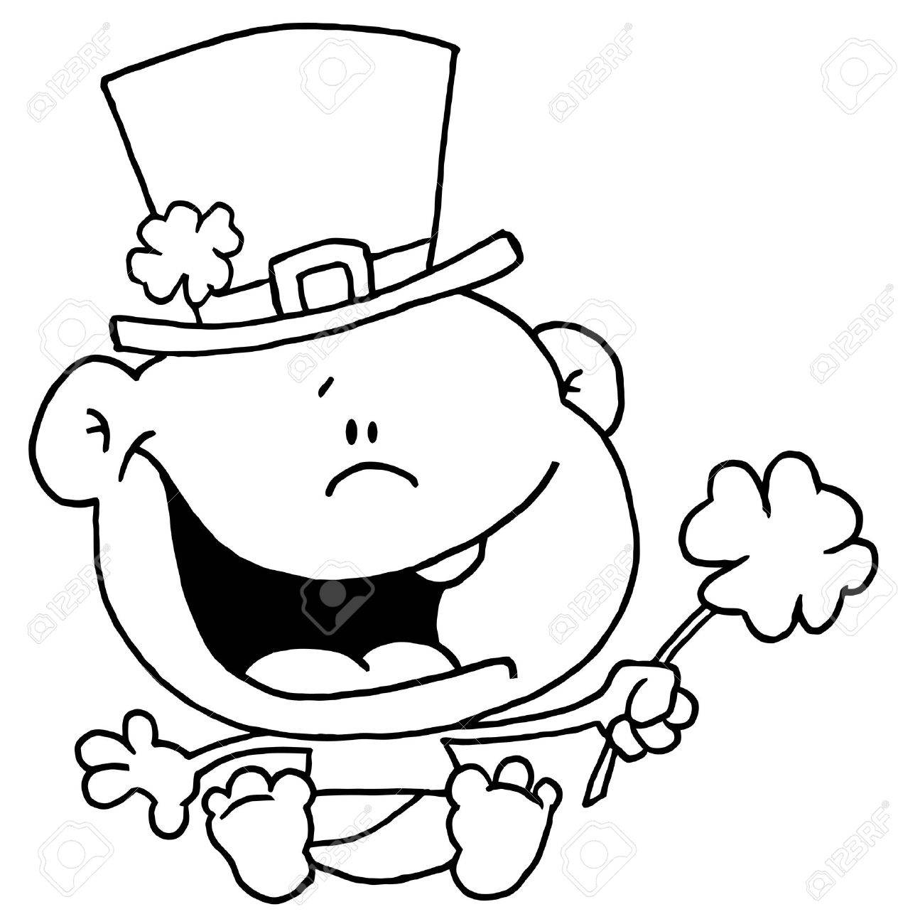 1264x1300 Black And White Outline Of A St Patrick S Day Baby Royalty Free